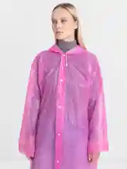 Розовый плащ-дождевик с капюшоном, на клепках