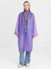 Фиолетовый плащ-дождевик с капюшоном, на клепках