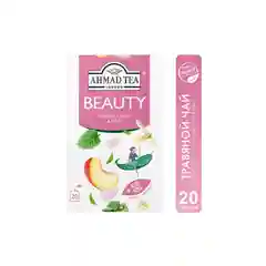 Чайный напиток травяной Ahmad Tea BEAUTY, персик, кэроб и роза, 20 пакетиков х 1,5 г