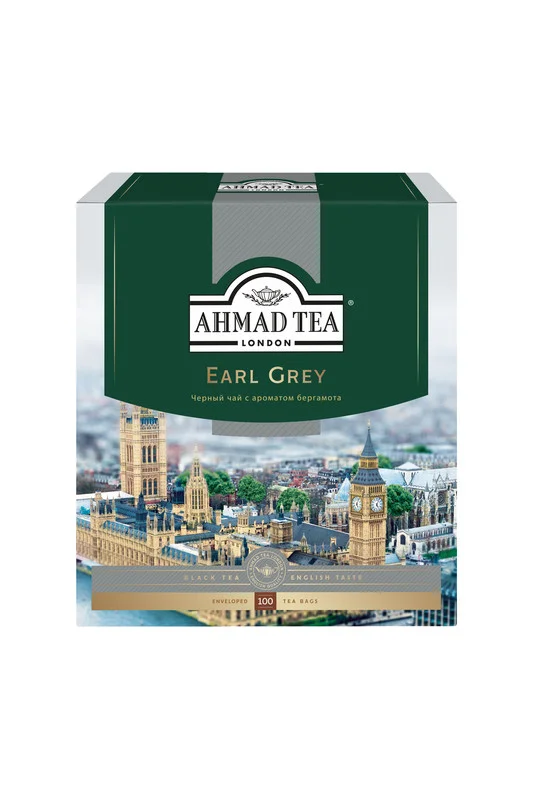 Чай "Ahmad Tea" черный Эрл Грей,  пакетики с ярлычками 100 х 2 г