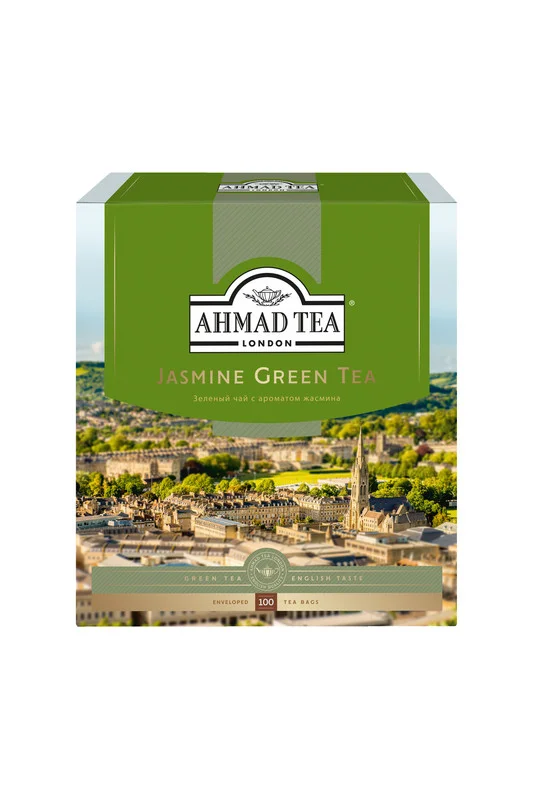 Чай "Ahmad Tea" зеленый с жасмином,  пакетики с ярлычками 100 х 2 г