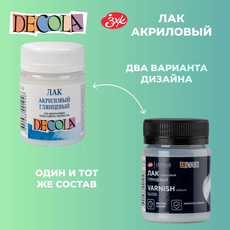 Лак акриловый глянцевый DECOLA, 50 мл
