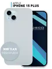Чехол для iPhone 15 Plus силиконовый ROSCO матовый с микрофиброй, бортиком защитой камер