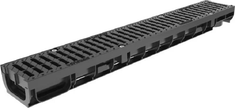Лоток пластиковый Gidrolica Pro 1000х146х117мм с полиамидной решеткой класса С250, 2 штуки
