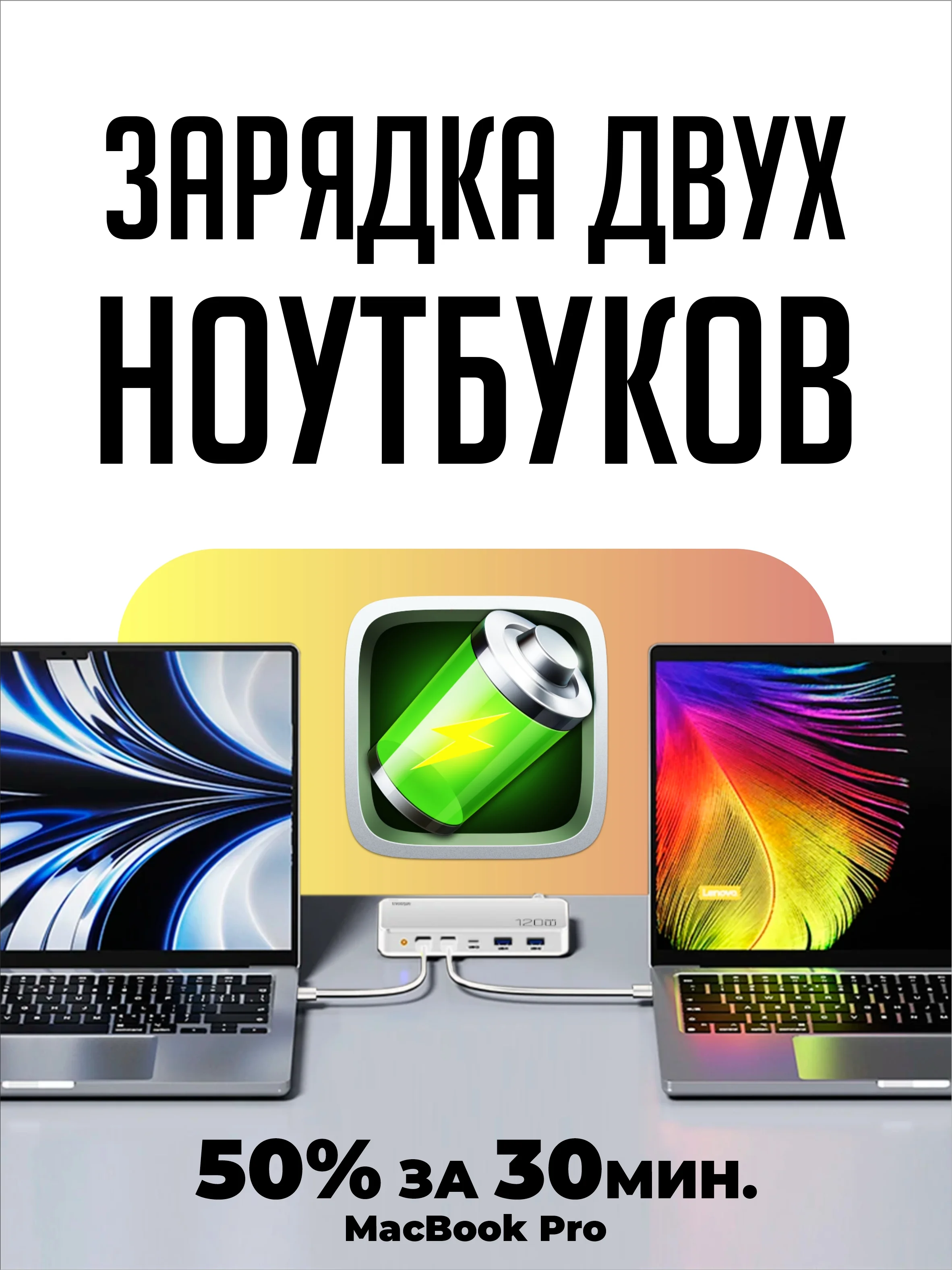 Белый сетевое зарядное устройство для телефона, 120 Вт
