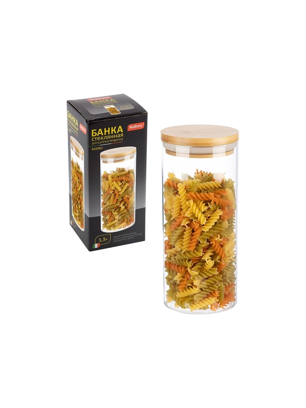 Стеклянная банка с крышкой Mallony Bambu 1.3 л
