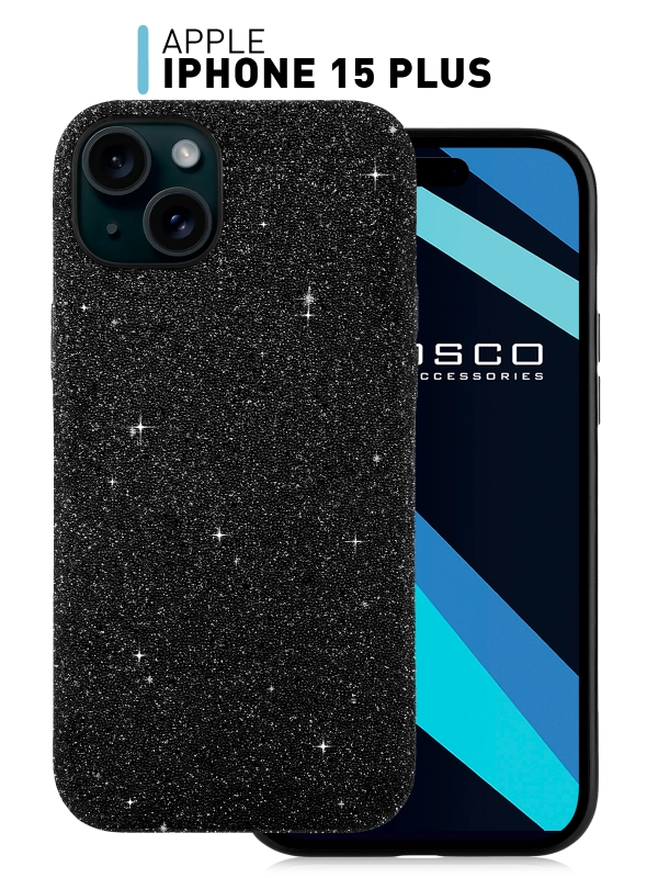 Чехол на Apple iPhone 15 Plus блестящий ROSCO пластиковый с силиконом стразами кристаллами