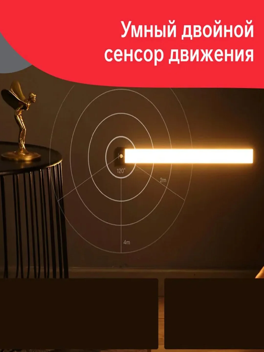 Световая панель с датчиком движения Yeelight Motion Sensor Closet Light A60, серебряный