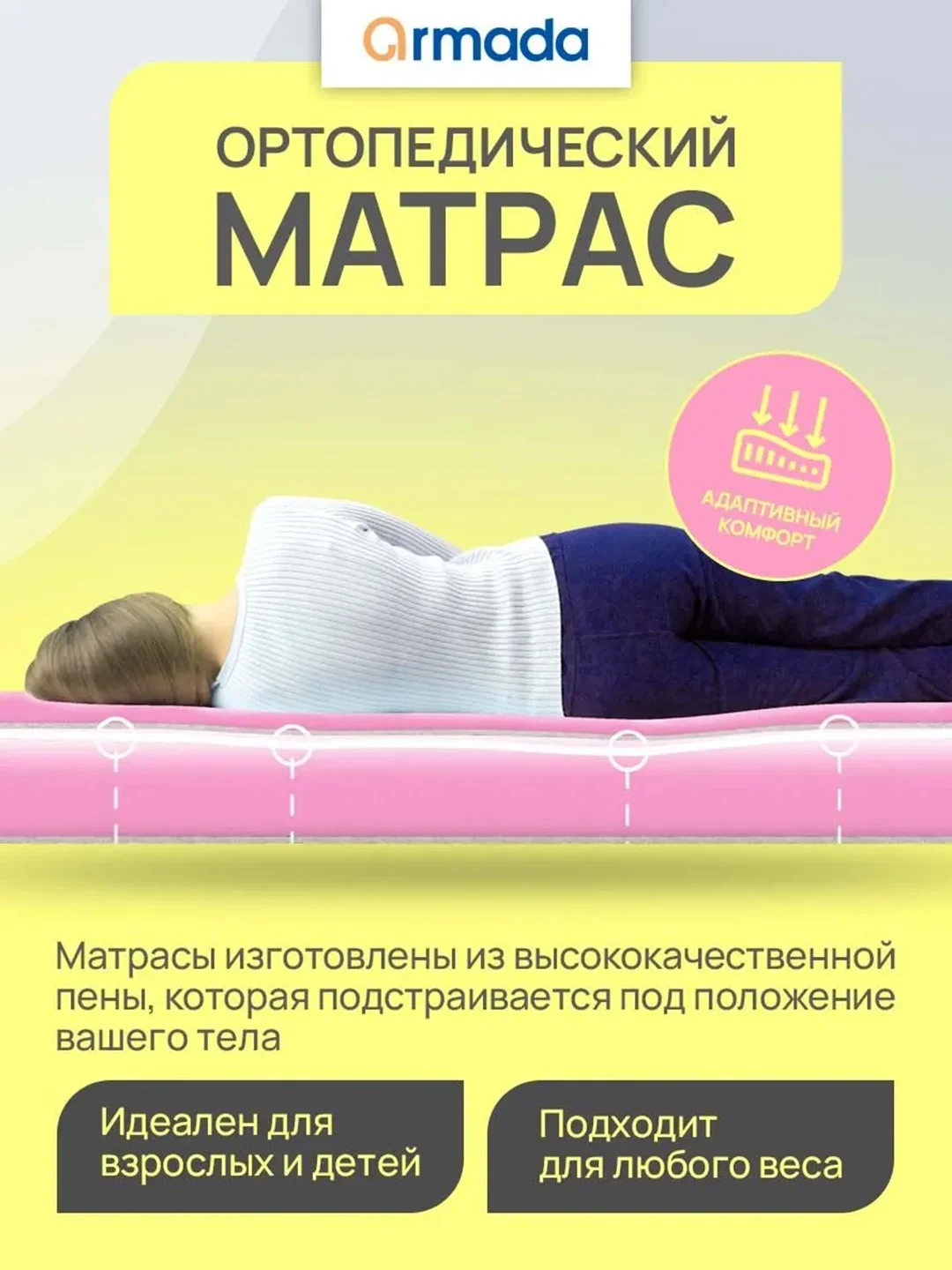 Матрас ортопедический анатомический 80, 90, 120, 140 ARMADA FANTASY FOAM