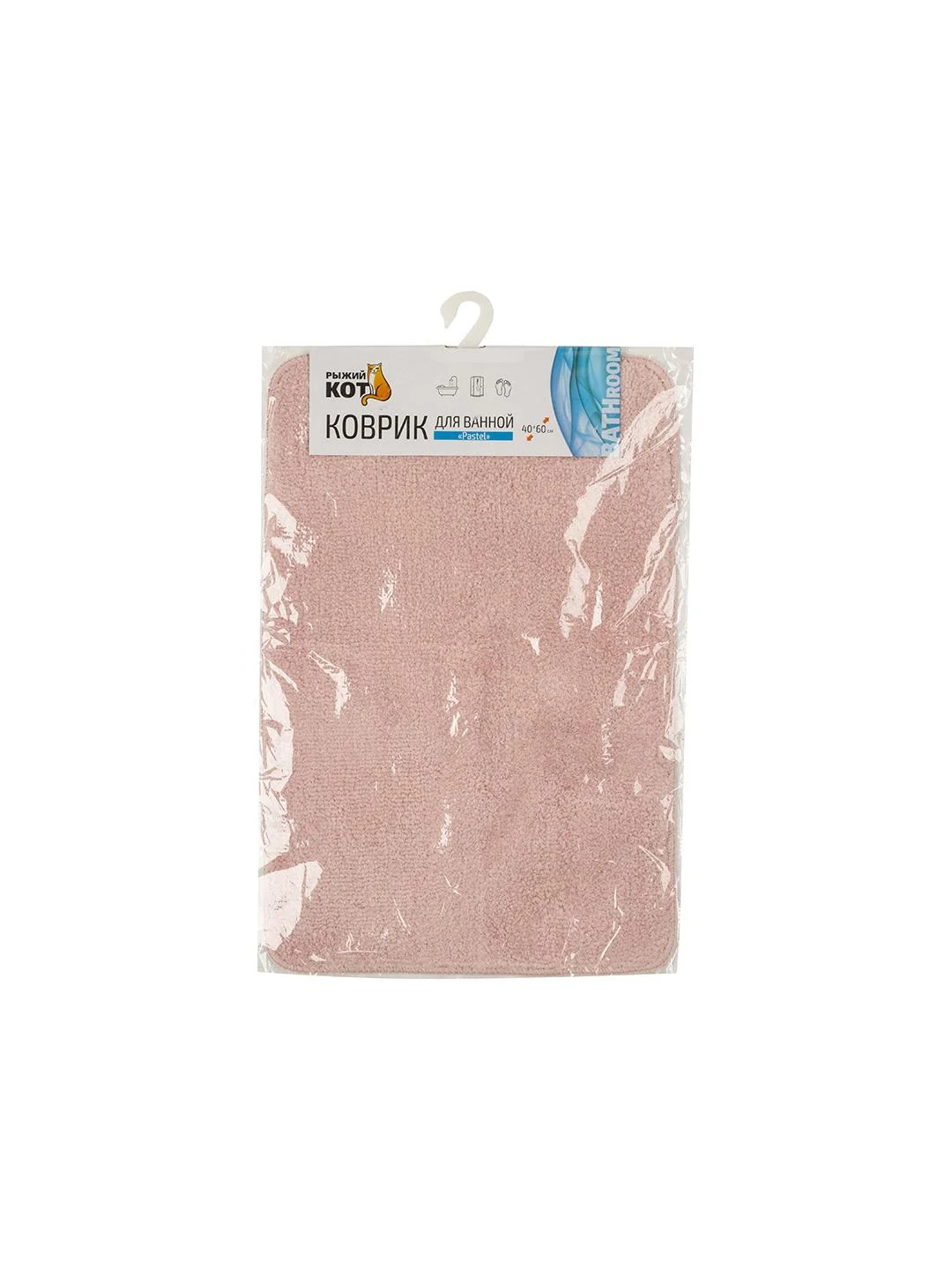 Коврик для ванной Рыжий кот Pastel 40х60см, розовый