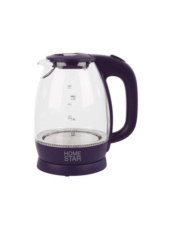 Чайник электрический HomeStar HS-1012 1.7 л, стекло, фиолетовый