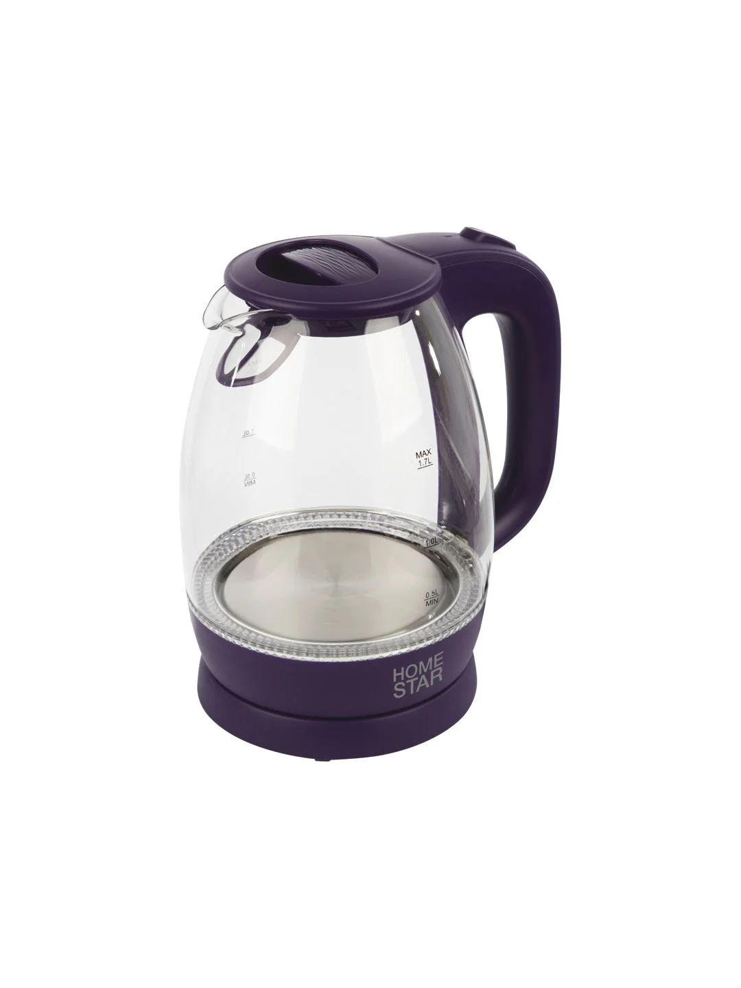 Чайник электрический HomeStar HS-1012 1.7 л, стекло, фиолетовый