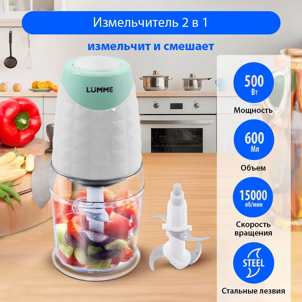 Белый измельчитель кухонный электрический LUMME LU-1845 /овощерезка/электрическая терка