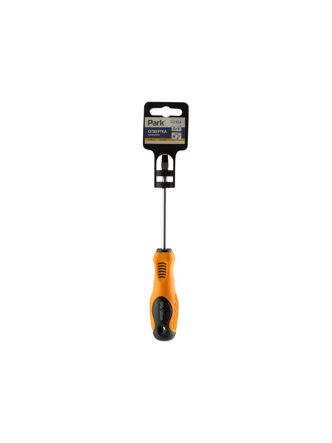 Отвертка Park Standart SL6х10 см, двухкомпонентная рукоятка, шлицевая
