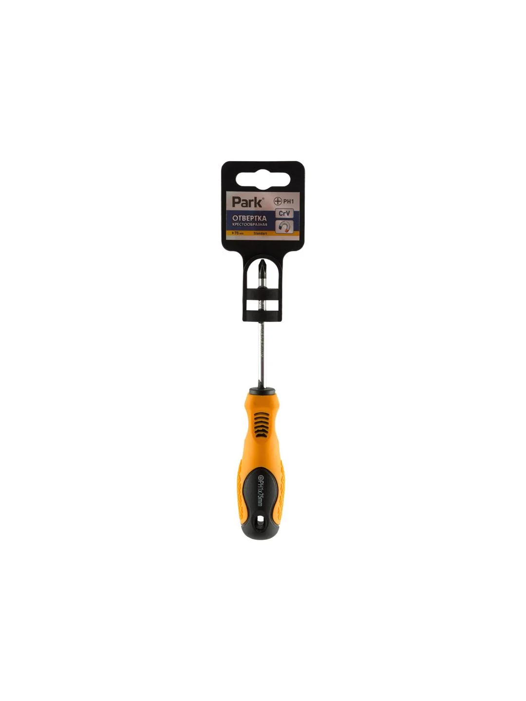 Отвертка Park Standart PH1х7,5 см, двухкомпонентная рукоятка, крестовая