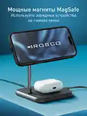 Прозрачный чехол MagSafe для iPhone 16 Plus пластиковый с силиконом ROSCO противоударный с магнитом