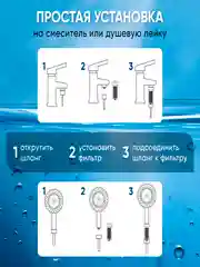 Фильтр для душа от жесткой воды, хлора и ржавчины, начадка на лейку