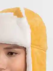 Желтый шапка с ушками зимняя, с меховой подкладкой