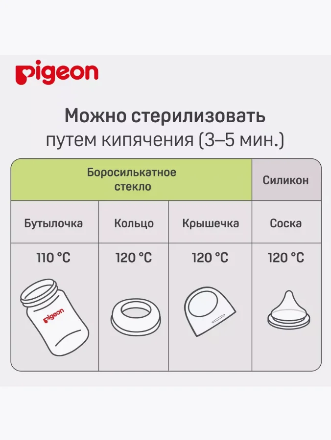 Бутылочка для кормления PIGEON, 160 мл, премиальное стекло
