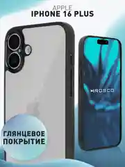 Прозрачный чехол для Apple iPhone 16 Plus пластиковый с силиконом ROSCO противоударный, защита камер