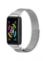 Серебряный металлический ремешок для Huawei band 7 / Honor band 7, миланская петля