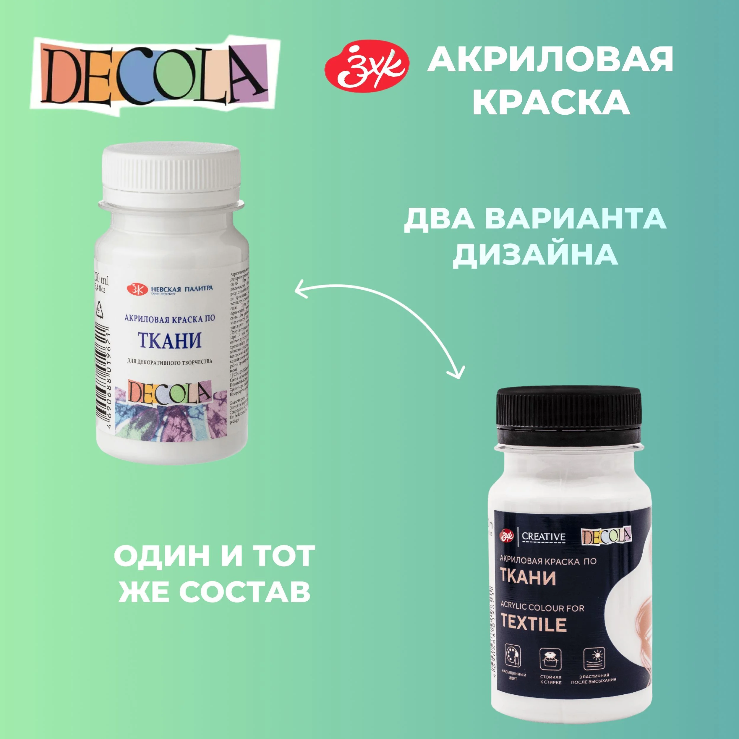 Краска акриловая по ткани DECOLA, белая