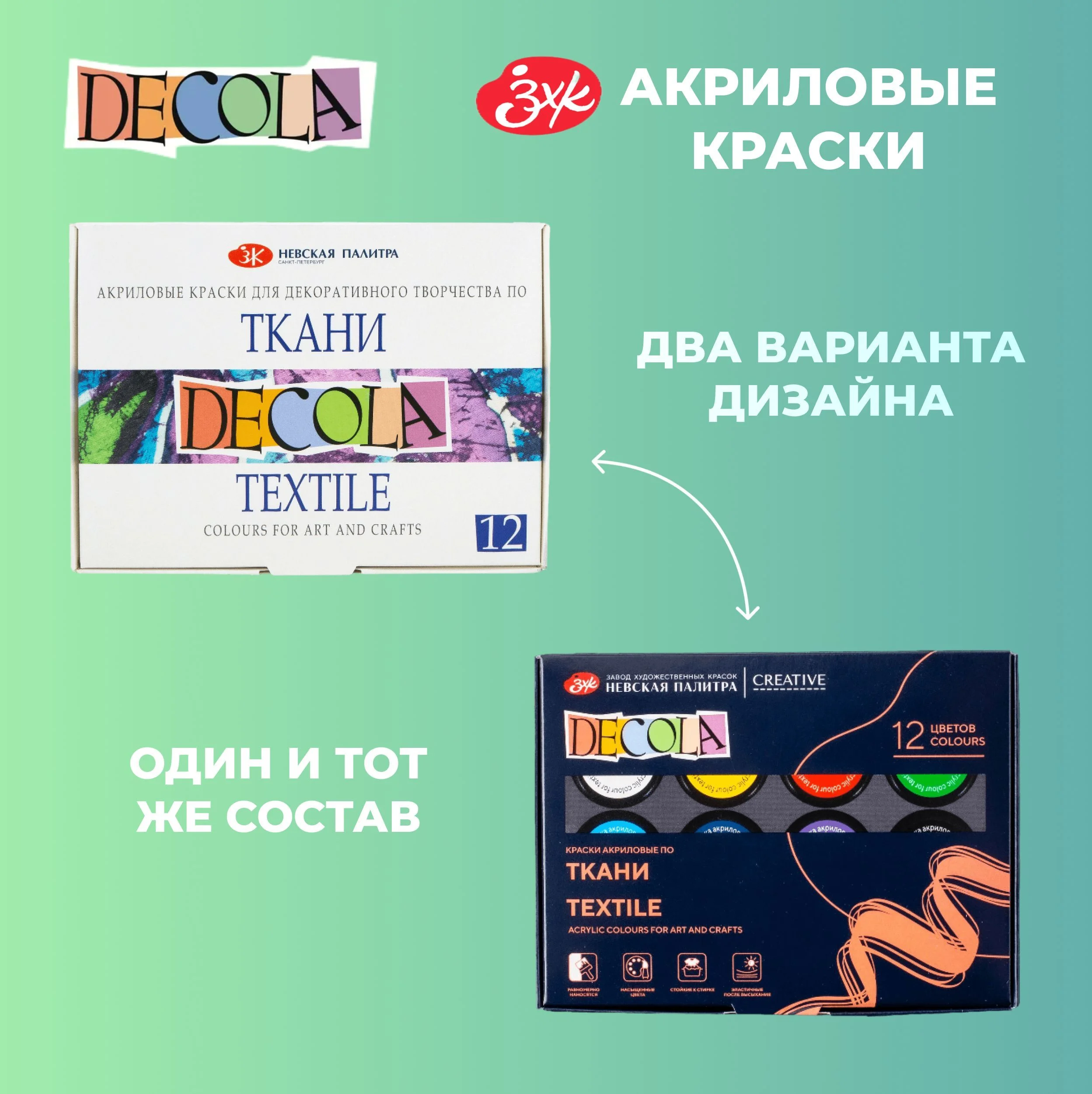 Краски акриловые по ткани DECOLA
