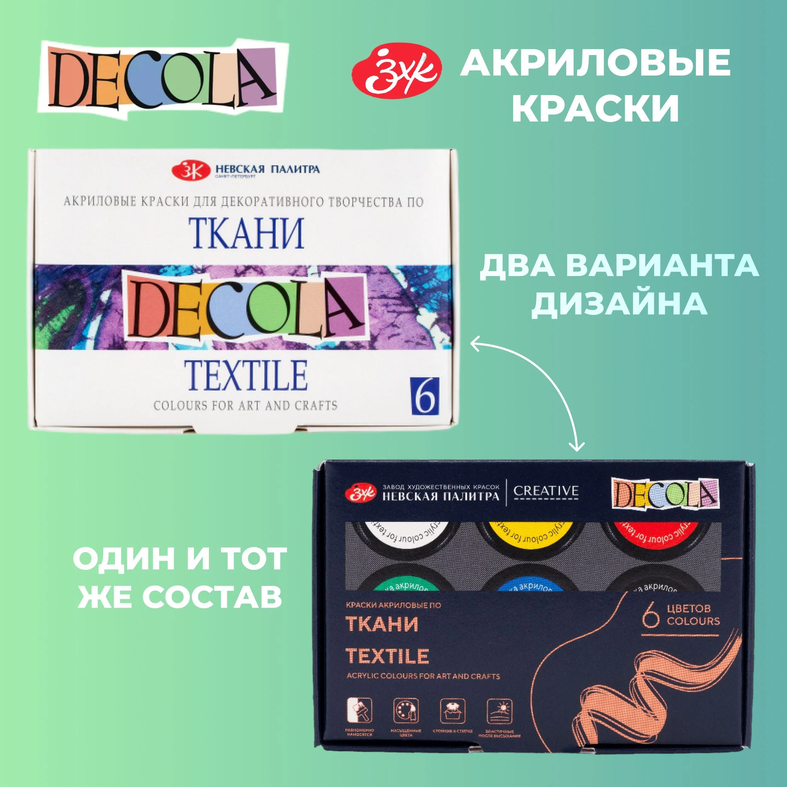 Краски акриловые по ткани DECOLA