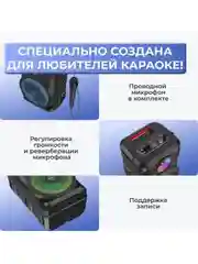 Черный портативная колонка блютуз с микрофоном, беспроводная колонка Bluetooth караоке BS46 Hoco