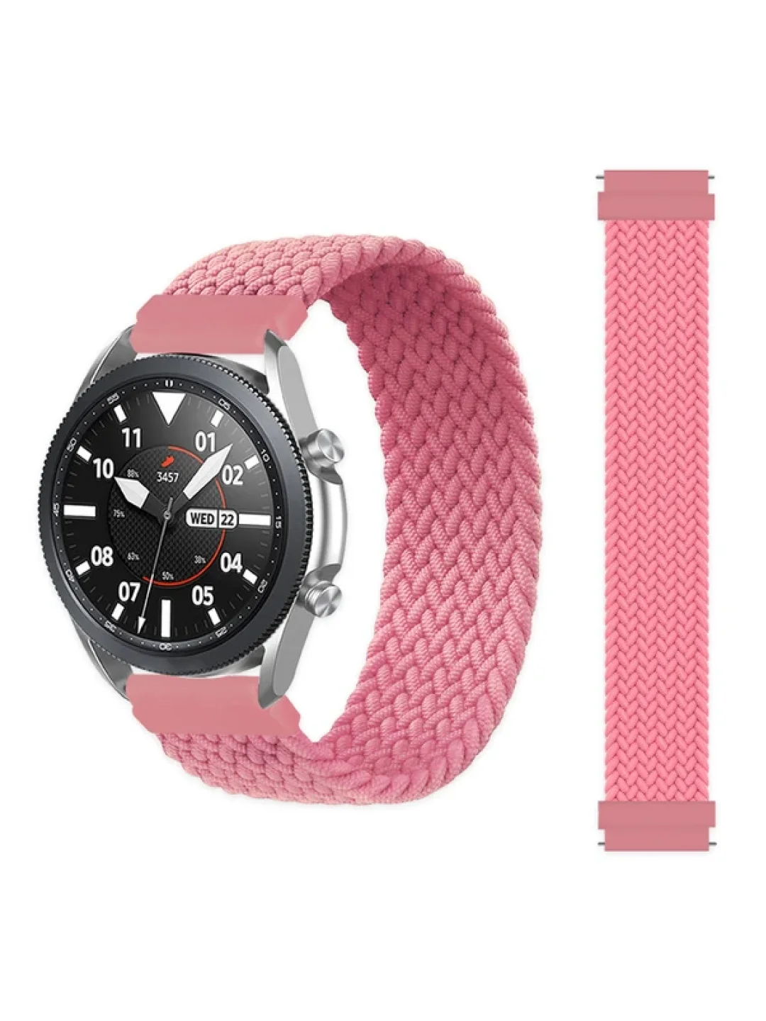 Розовый плетеный нейлоновый ремешок / монобраслет для Xiaomi Amazfit Bip / Huawei / Samsung 20 мм