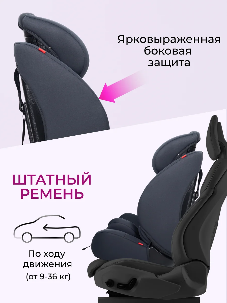 Автокресло детское Farfello YKO-921N, серое, группа I/II/III, 9-36 кг