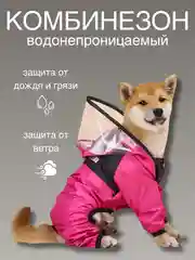 Розовый одежда для собак, дождевик для собак, с капюшоном, комбинезон, плащ "The DogFace"