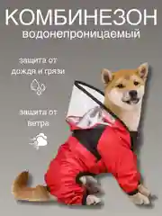 Одежда для собак, дождевик для собак, с капюшоном, комбинезон, плащ "The DogFace"