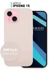 Пудровый чехол для Apple iPhone 15 силиконовый ROSCO матовый с микрофиброй, бортиком защитой камер