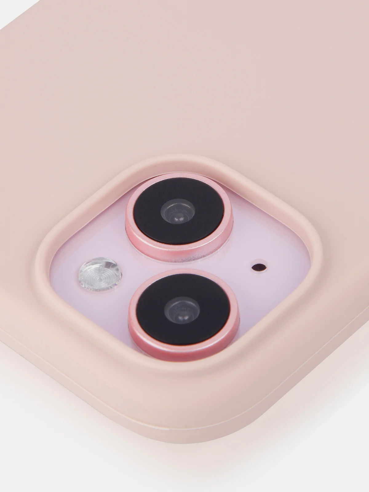 Пудровый чехол для Apple iPhone 15 силиконовый ROSCO матовый с микрофиброй, бортиком защитой камер