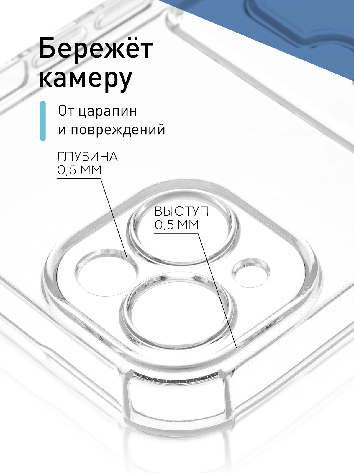 Прозрачный чехол для Apple iPhone 15 Plus, 15+ противоударный ROSCO силиконовый с карманом для карт