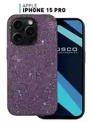 Фиолетовый чехол на Apple iPhone 15 Pro блестящий ROSCO пластиковый с силиконом стразами кристаллами