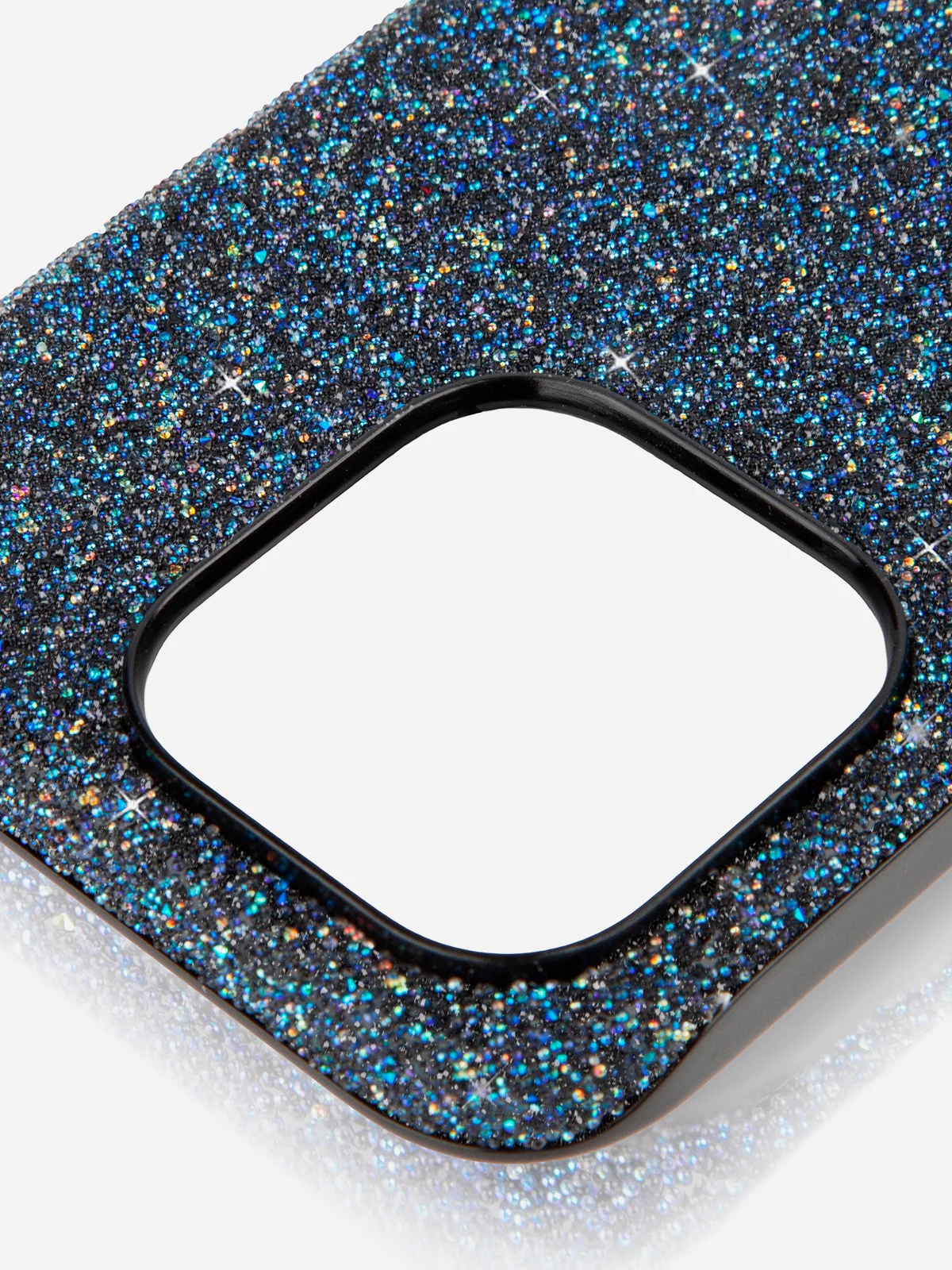 Синий чехол на Apple iPhone 15 Pro блестящий ROSCO пластиковый с силиконом стразами кристаллами