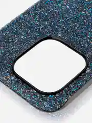Синий чехол на Apple iPhone 15 Pro блестящий ROSCO пластиковый с силиконом стразами кристаллами