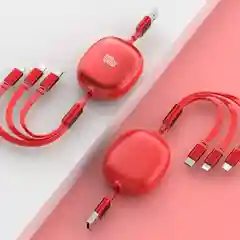 Черный кабель зарядный iPhone и Type-C/ Шнур для зарядки рулетка универсальный