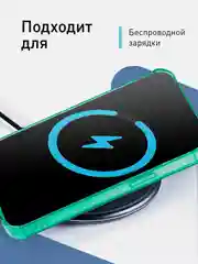 Зеленый чехол для iPhone 15 Pro Max противоударный силиконовый ROSCO с карманом для карт, углами