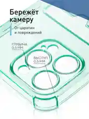 Зеленый чехол для iPhone 15 Pro Max противоударный силиконовый ROSCO с карманом для карт, углами