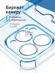 Прозрачный чехол для iPhone 15 Pro противоударный силиконовый ROSCO с карманом для карт защитой углов