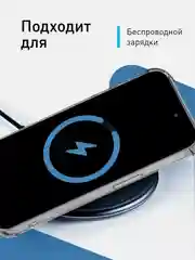 Прозрачный чехол для iPhone 15 Pro противоударный силиконовый ROSCO с карманом для карт защитой углов