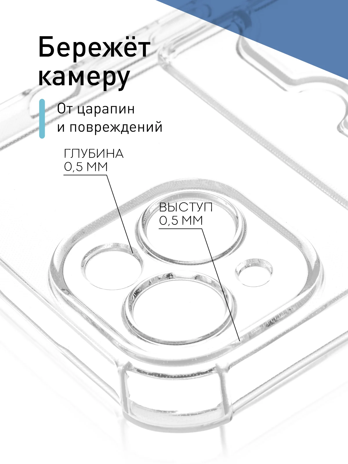 Прозрачный чехол для iPhone 15 противоударный силиконовый ROSCO с карманом для карт усиленными углами
