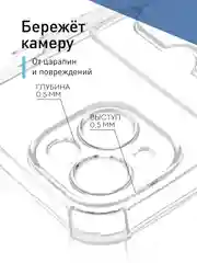 Прозрачный чехол для iPhone 15 противоударный силиконовый ROSCO с карманом для карт усиленными углами