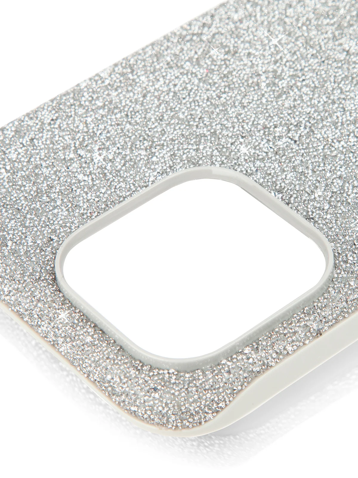 Серебряный чехол на Apple iPhone 15 Pro Max блестящий ROSCO пластиковый с силиконом, камнями стразами