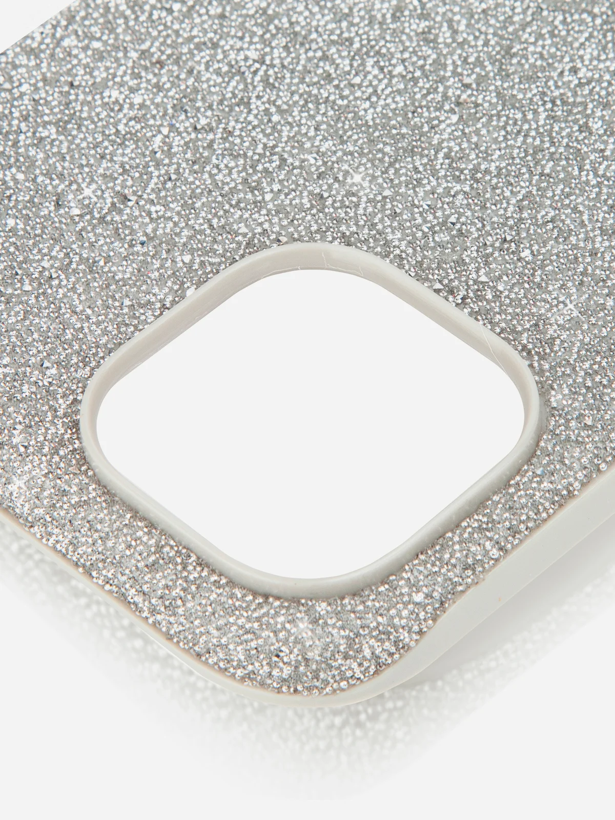 Серебряный чехол на Apple iPhone 15 блестящий ROSCO пластиковый с силиконом, стразами, кристаллами