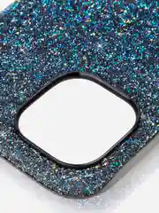 Синий чехол на Apple iPhone 15 блестящий ROSCO пластиковый с силиконом, стразами, кристаллами