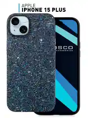 Синий чехол на Apple iPhone 15 Plus блестящий ROSCO пластиковый с силиконом стразами кристаллами